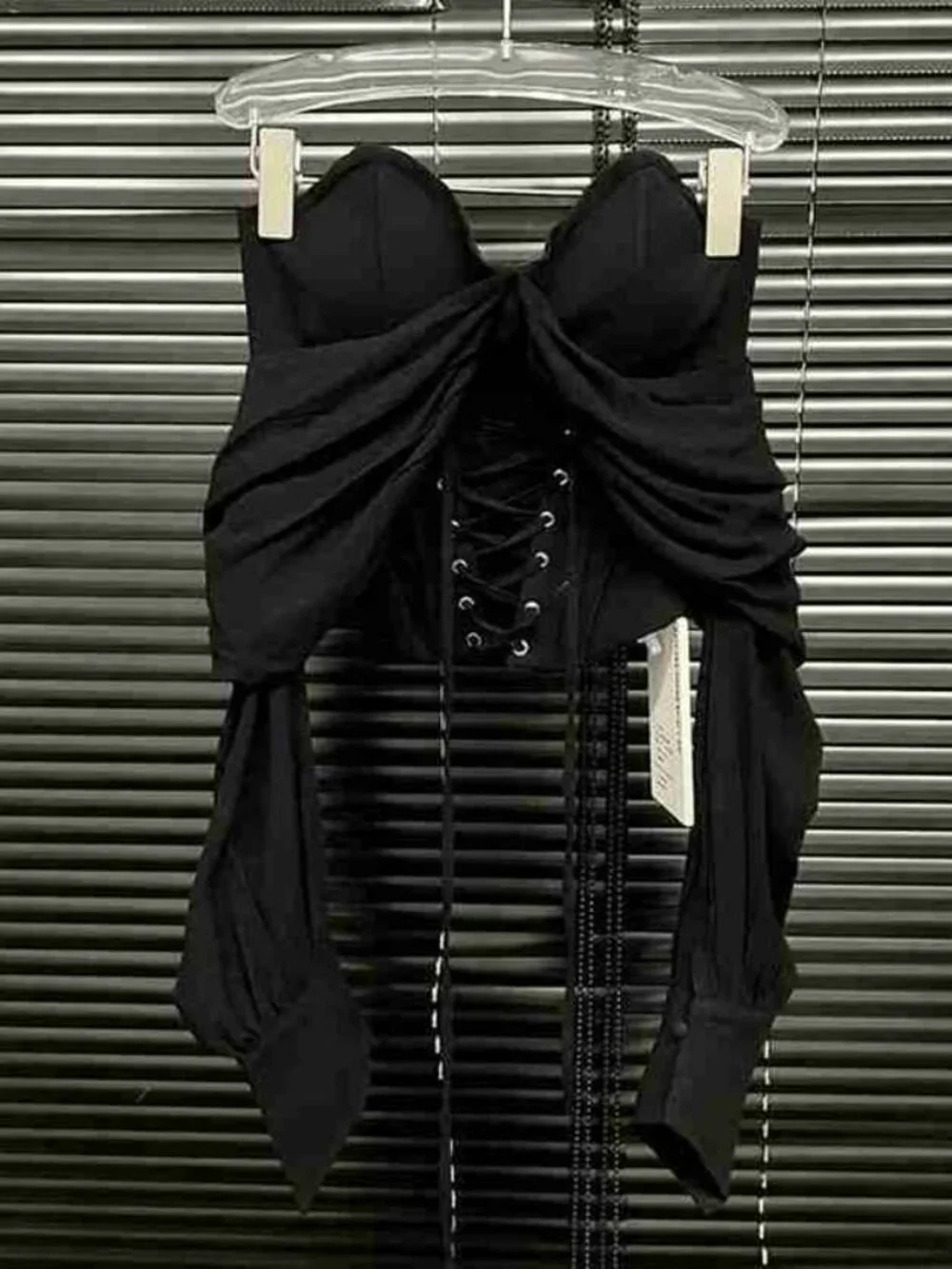 Black Bow Tie Corset Top